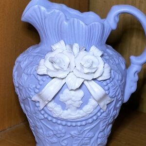 Wedgwood Blue and White Floral Accent Vase